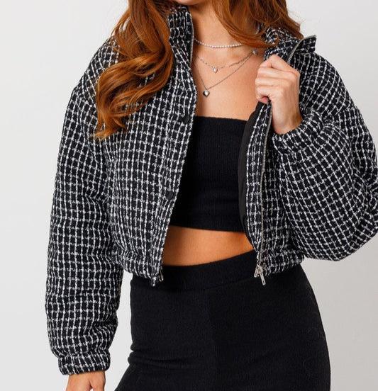 Tweed Crop Puffer Jacket Coco’s Tee Boutique
