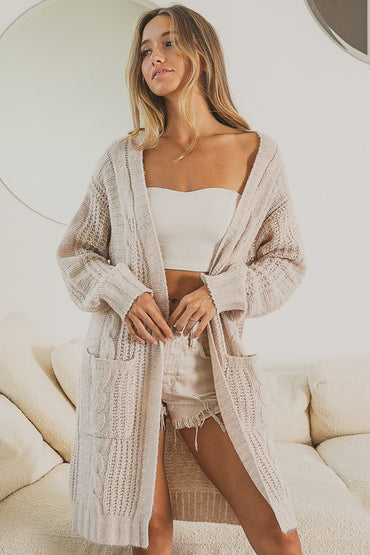 Twist knitted cardigan with pockets