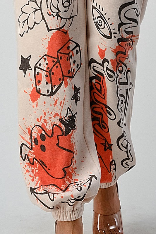 ATHINA CASUAL JACKET AND GRAPHIC PANTS SET Coco’s Tee Boutique