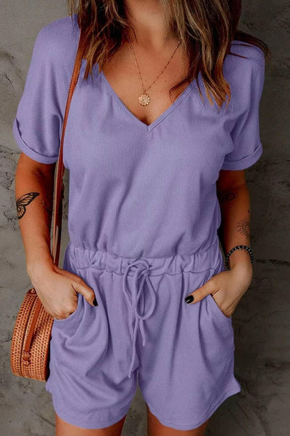 Full Size Drawstring V-Neck Short Sleeve RomperExperience Ultimate Comfort and Style with Our Full Size Drawstring V-Neck Short Sleeve Romper
 
 
Effortless Elegance: Elevate your everyday look with this chic romLove Salve -Neck Short Sleeve Romperjust arrived