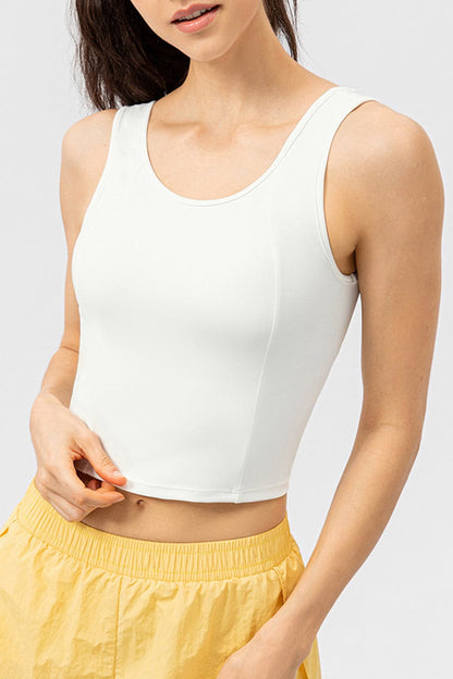 Round Neck Wide Strap Active Tank.