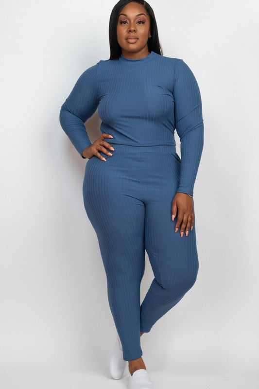 Effortlessly Chic Ribbed Mock Neck Leggings Set – Plus Size, Multiple Colors Coco’s Tee Boutique