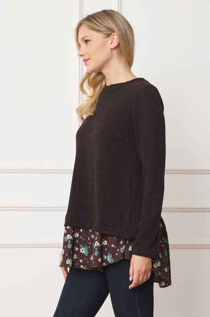 Floral Layered Top with Hem Detail