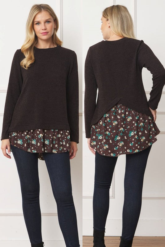 Floral Layered Top with Hem Detail