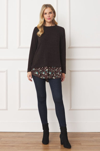 Floral Layered Top with Hem Detail