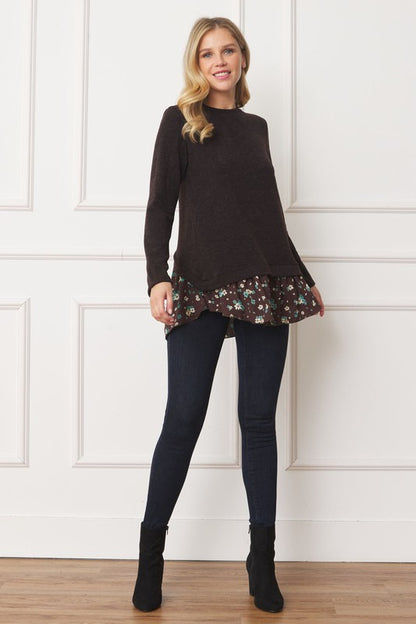 Floral Layered Top with Hem Detail