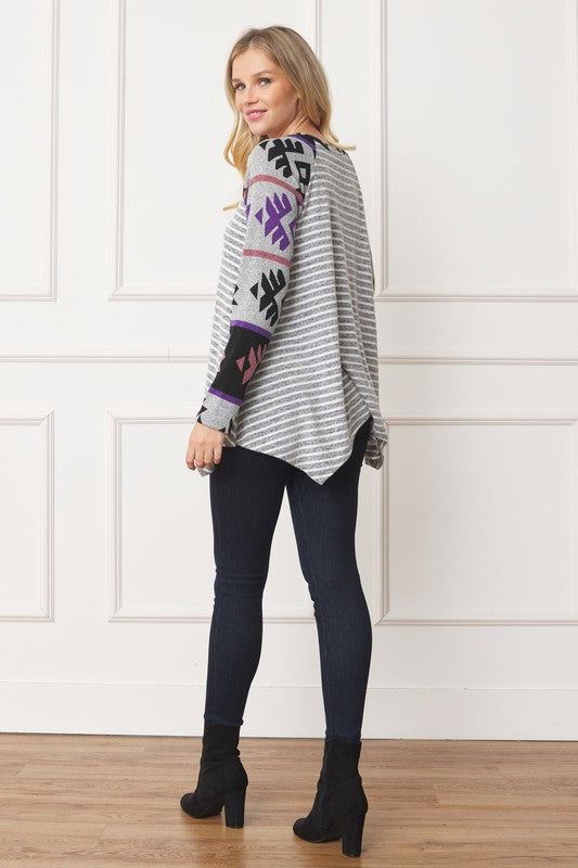 Tribal-inspired handkerchief hem tunic