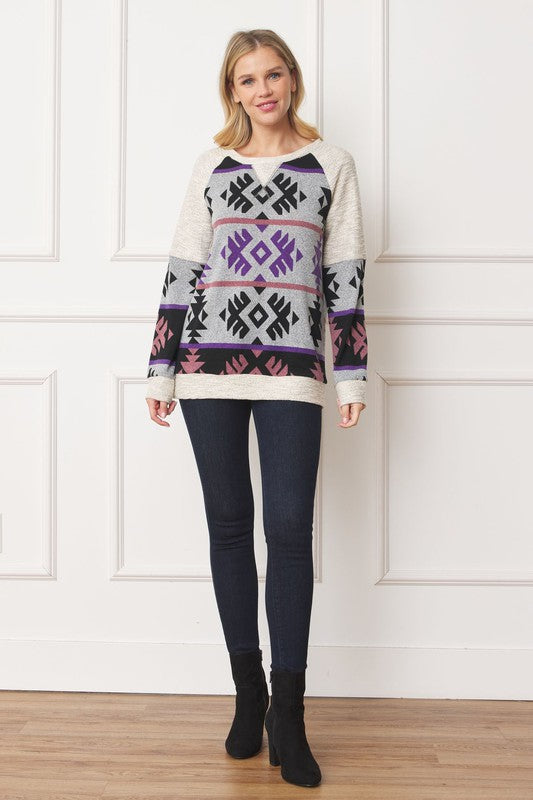 V-stitch tribal tunic with gold trim