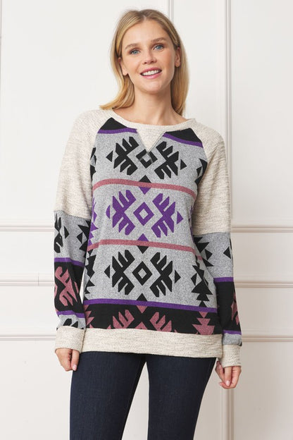 V-stitch tribal tunic with gold trim