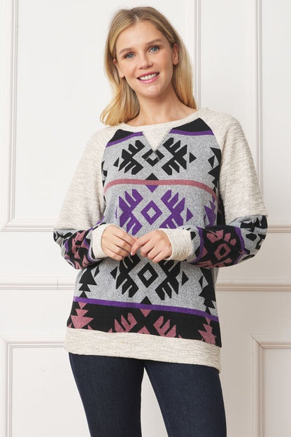 V Stitch tribal-inspired tunic with contrasting details