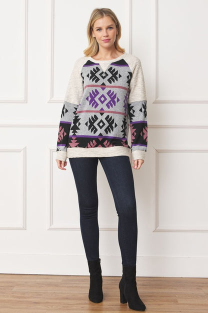 V Stitch tribal-inspired tunic with contrasting details