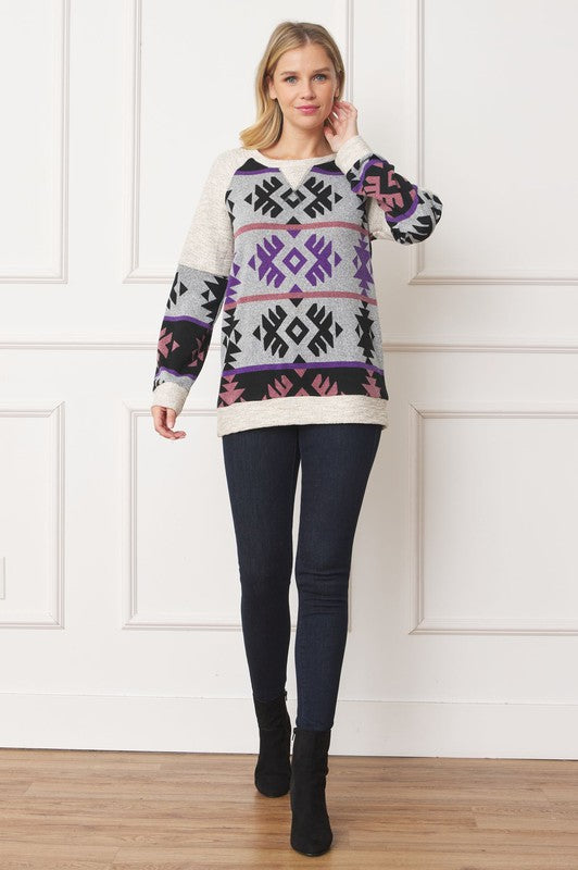 V Stitch tribal-inspired tunic with contrasting details