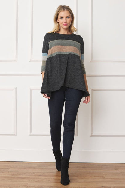 Knit Stripe Panel A Line Tunic