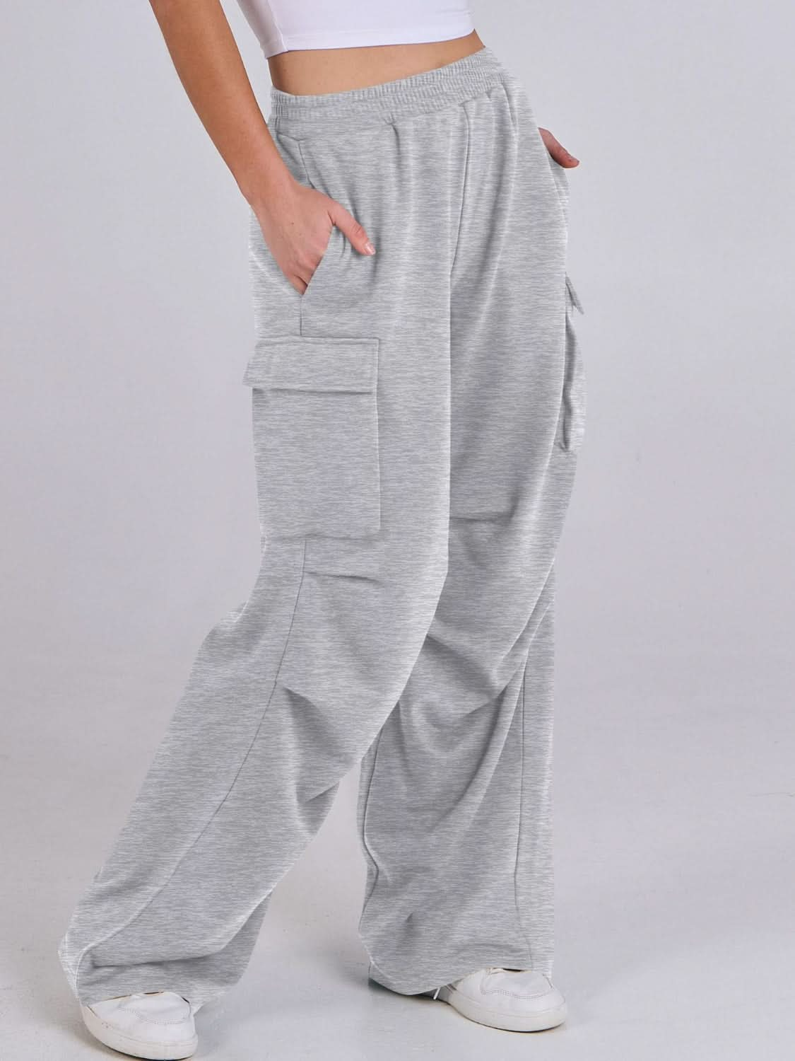 Wide-Leg Comfort Pants with Elastic Waist and Pockets