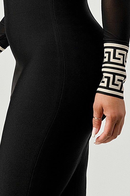 Femme Fatale Contrast Print Bandage Dress - Athina Collection Coco’s Tee Boutique