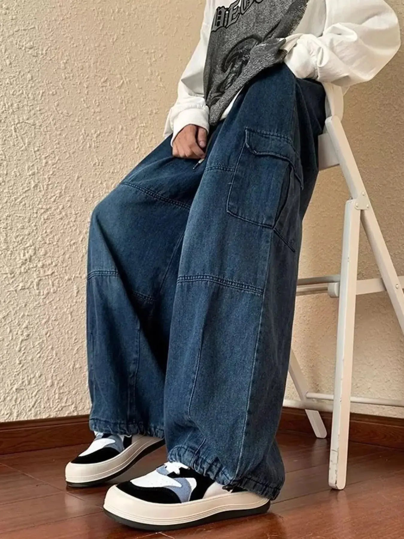 Men's Full Size Loose Fit Cargo Jeans Plus Size Simply Love