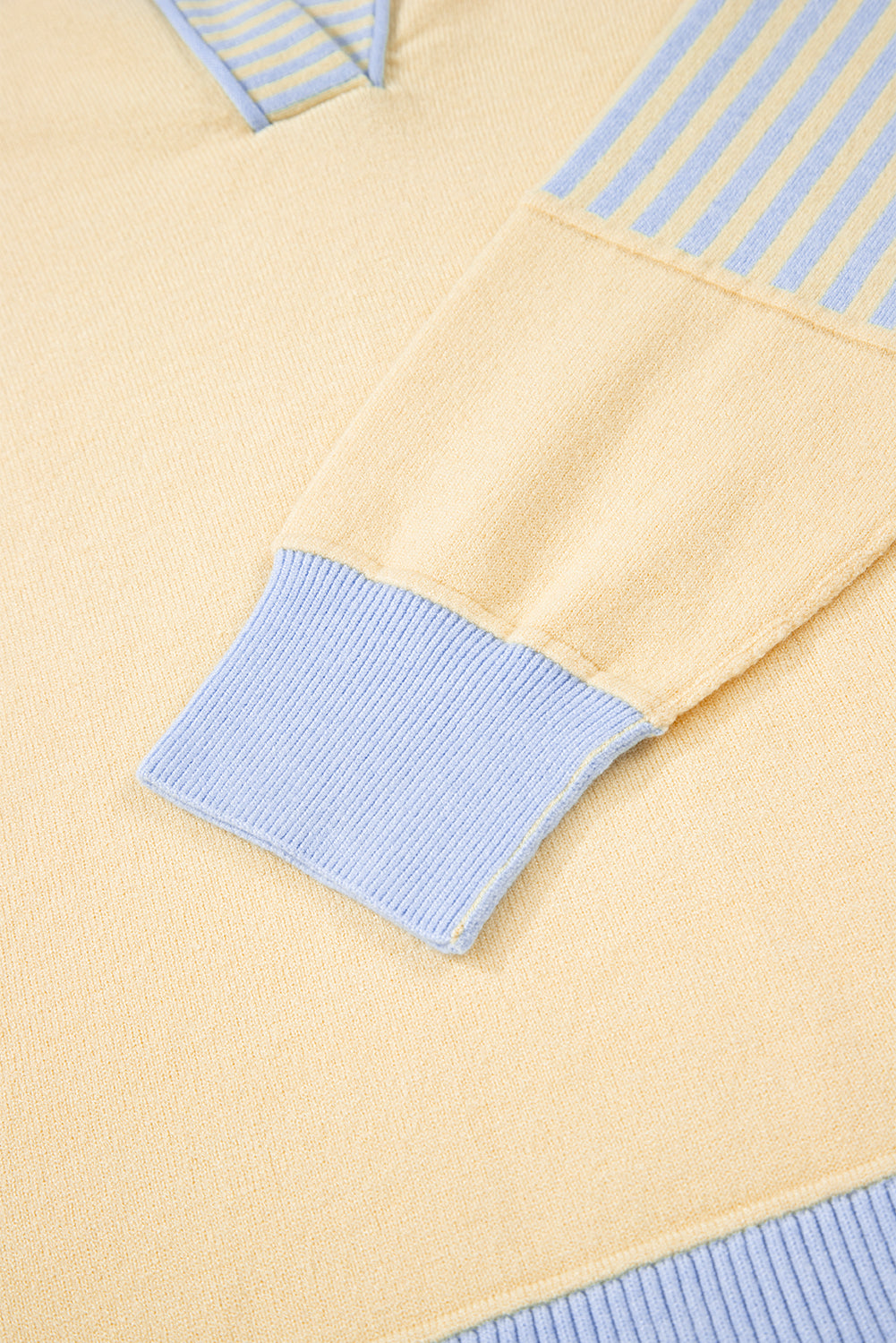 Sky Blue Stripe Color Block Knit Polo Collar Sweater