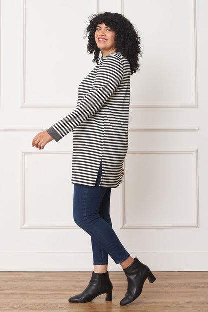 Chic Plus Size V-Stitch Striped Tunic