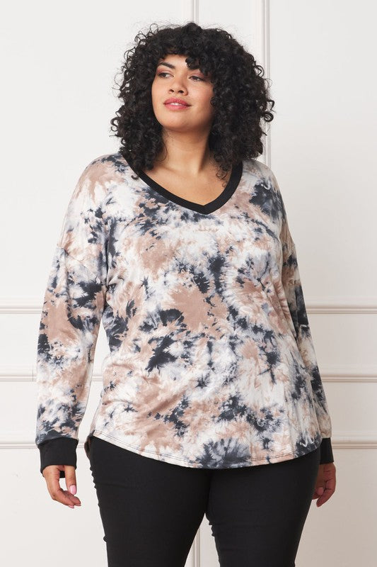 Tie dye v-neck blouse - usa made