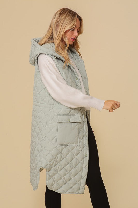 Quilted Oversized Midi Jacket