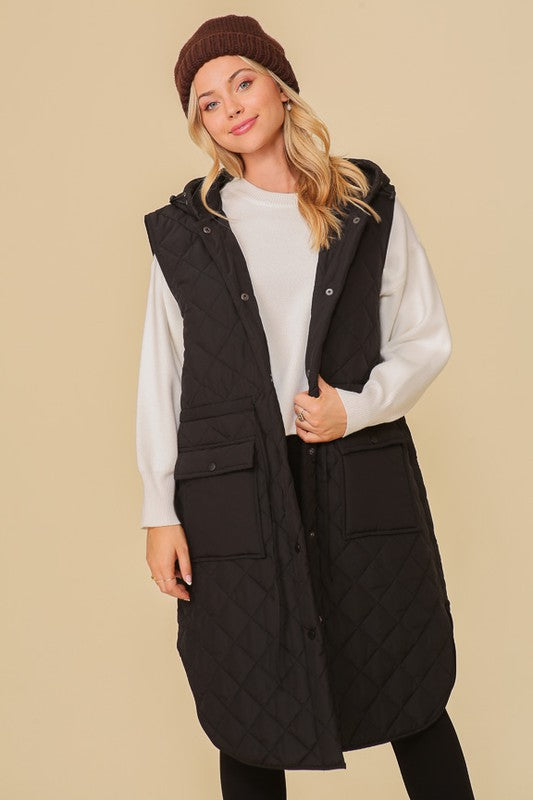 Quilted Oversized Midi Jacket