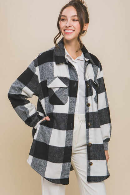 Plaid Pocket Shacket for Women