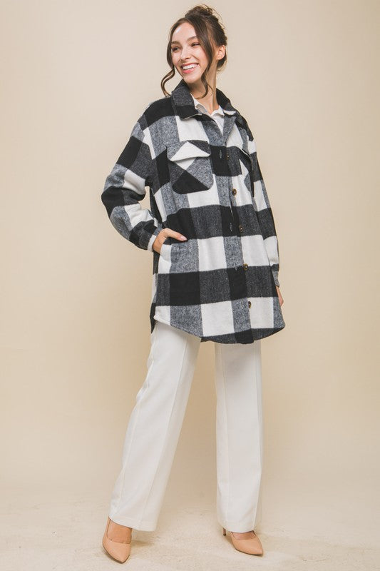 Plaid Pocket Shacket for Women