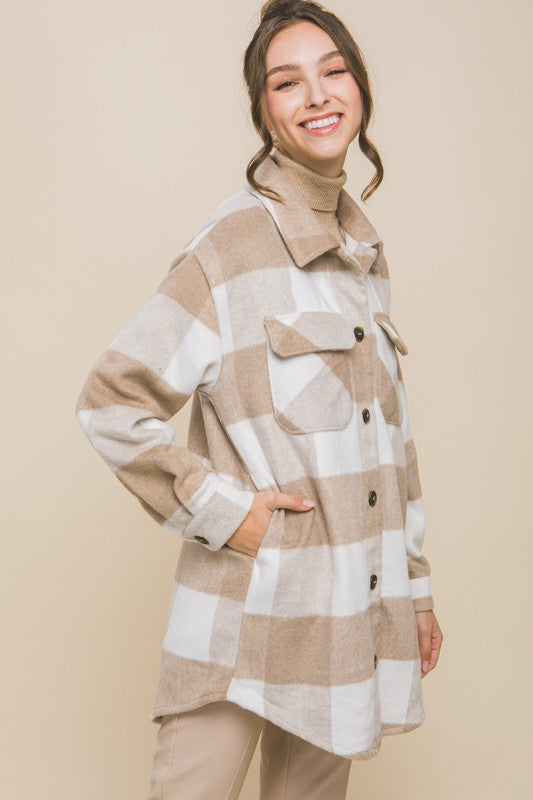 Plaid Pocket Shacket for Women