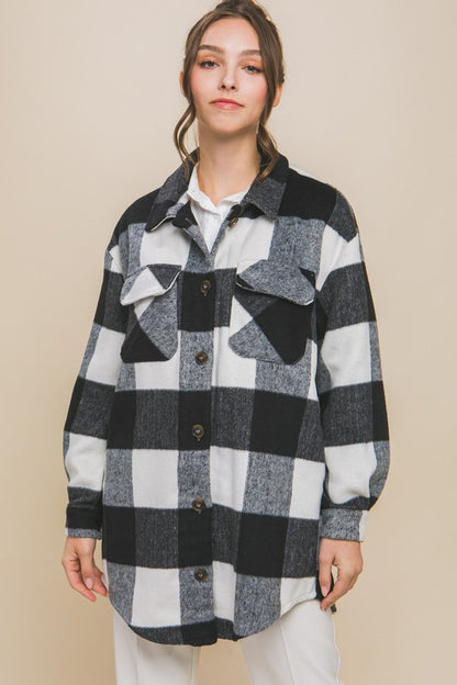 Plaid Pocket Shacket for Women