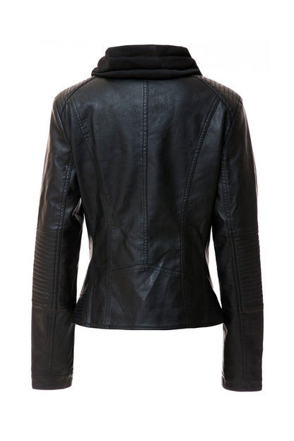 Women's Biker Jacket with Hood