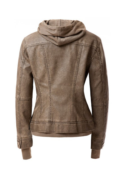 Women's Biker Jacket with Hood