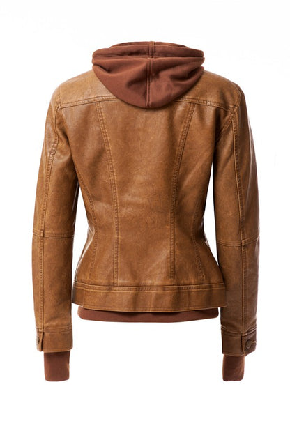 Women's Biker Jacket with Hood