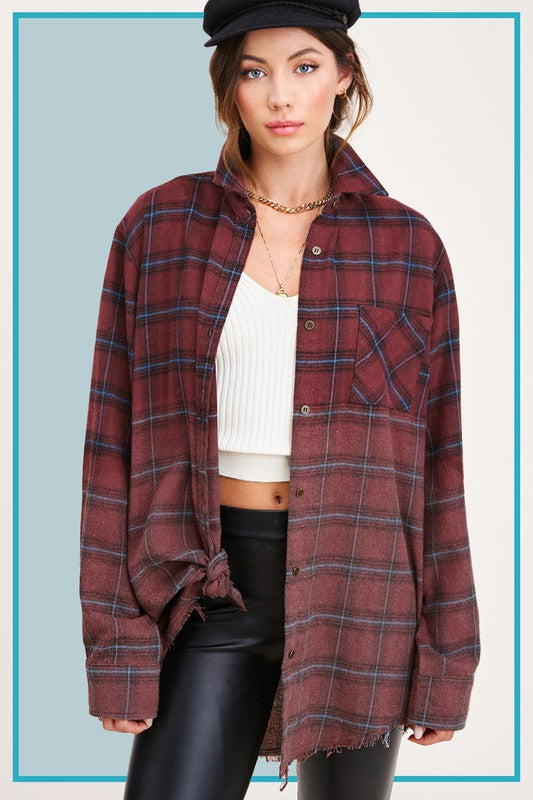 Vintage plaid long sleeve button-up shirt