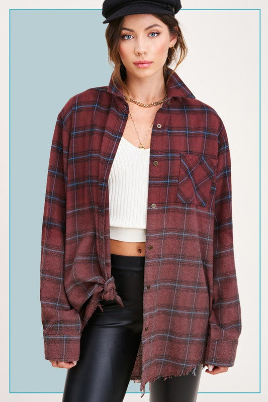 Vintage plaid long sleeve button-up shirt