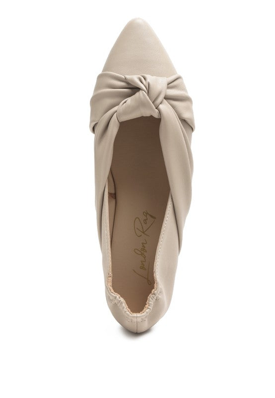 Knot Detail Pointed Ballet Flats