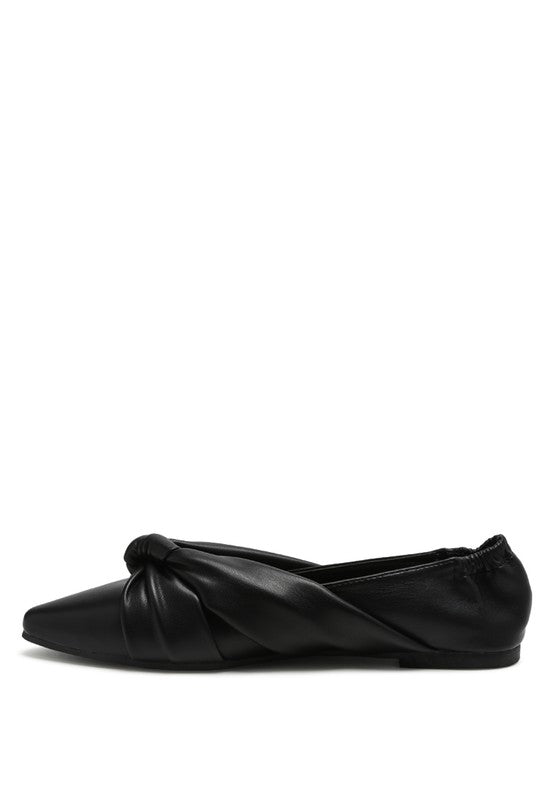 Knot Detail Pointed Ballet Flats