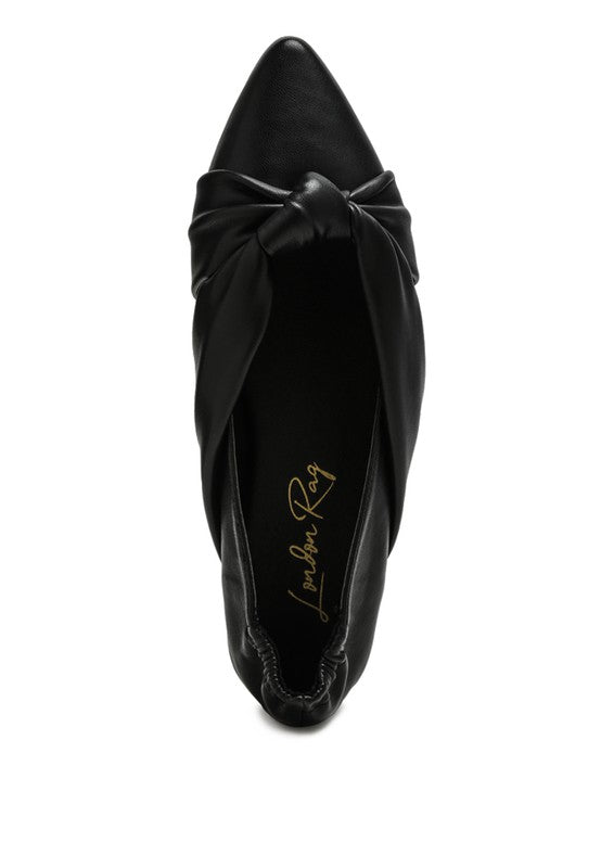 Knot Detail Pointed Ballet Flats