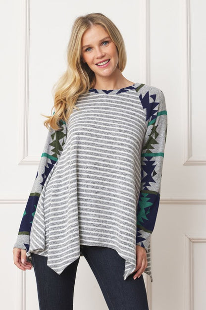 Tribal-inspired handkerchief hem tunic