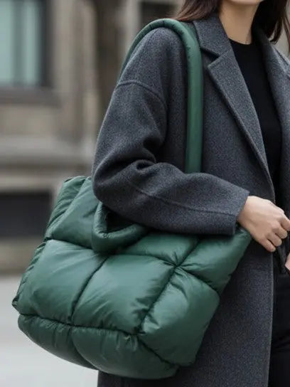 Puffer Handbag With Three Dimensional Patchwork Block Design And Padded Handles Miss Sparkling