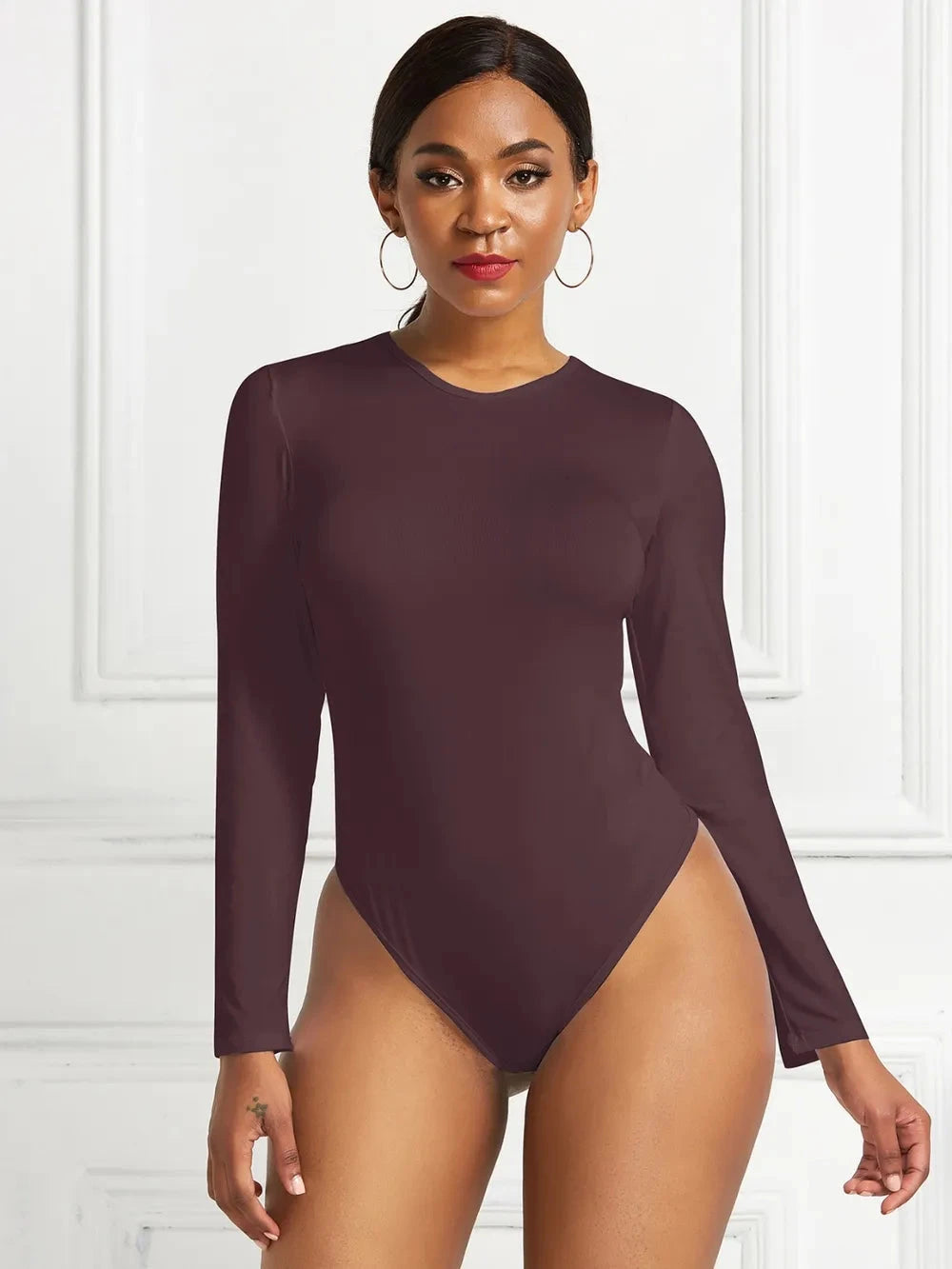 Round Neck Long Sleeve Bodysuit Coco’s Tee Boutique