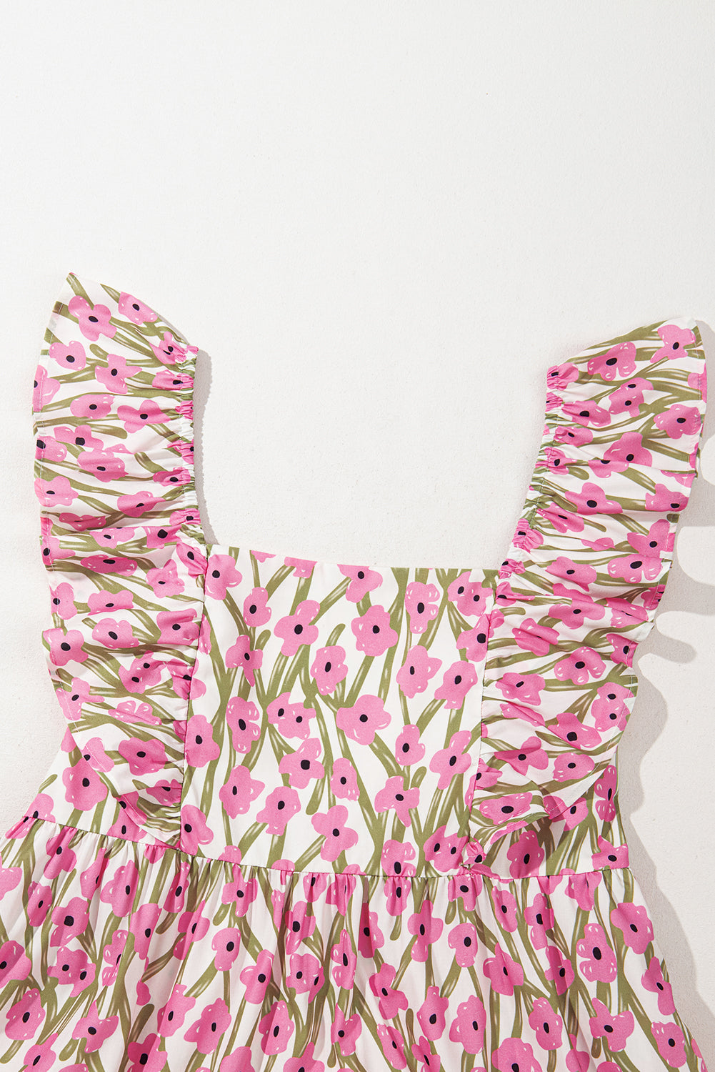 Plus Size Pink Floral Maxi Dress With Ruffle Trim And Square Neck High Waist Dear-Lover Dropshipping