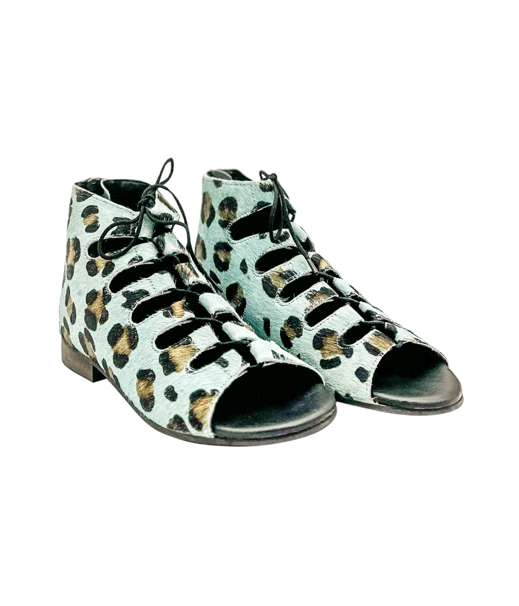 Nola Teal Sandals With Lace Up Front And Back Zip Closure Naughty Monkey
