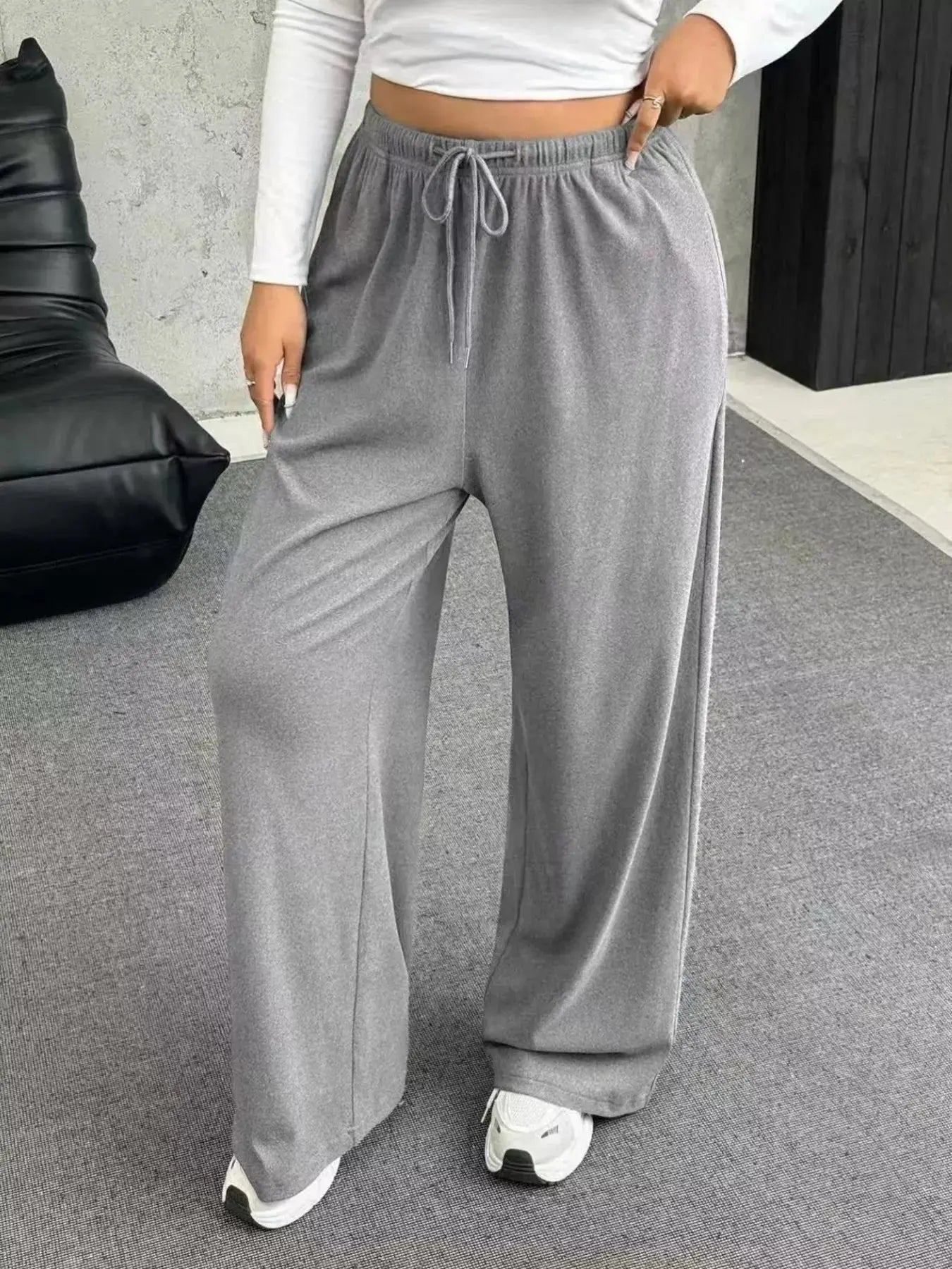 Full Size Drawstring Wide Leg Pants Plus Size Simply Love