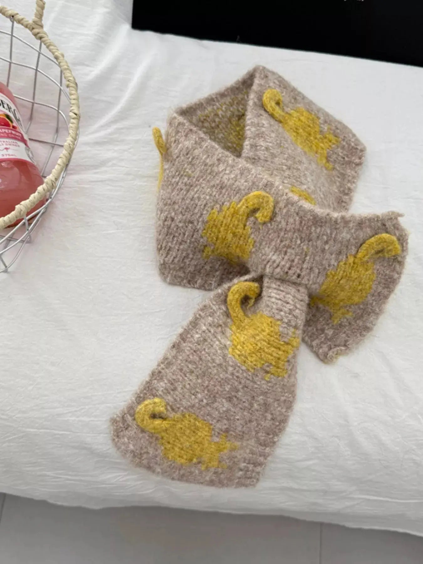 Knitted Contrast Pattern Warm Scarf Simply Love
