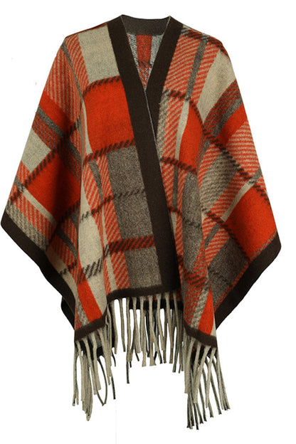 Cloak Sleeve Fringe Detail Poncho.