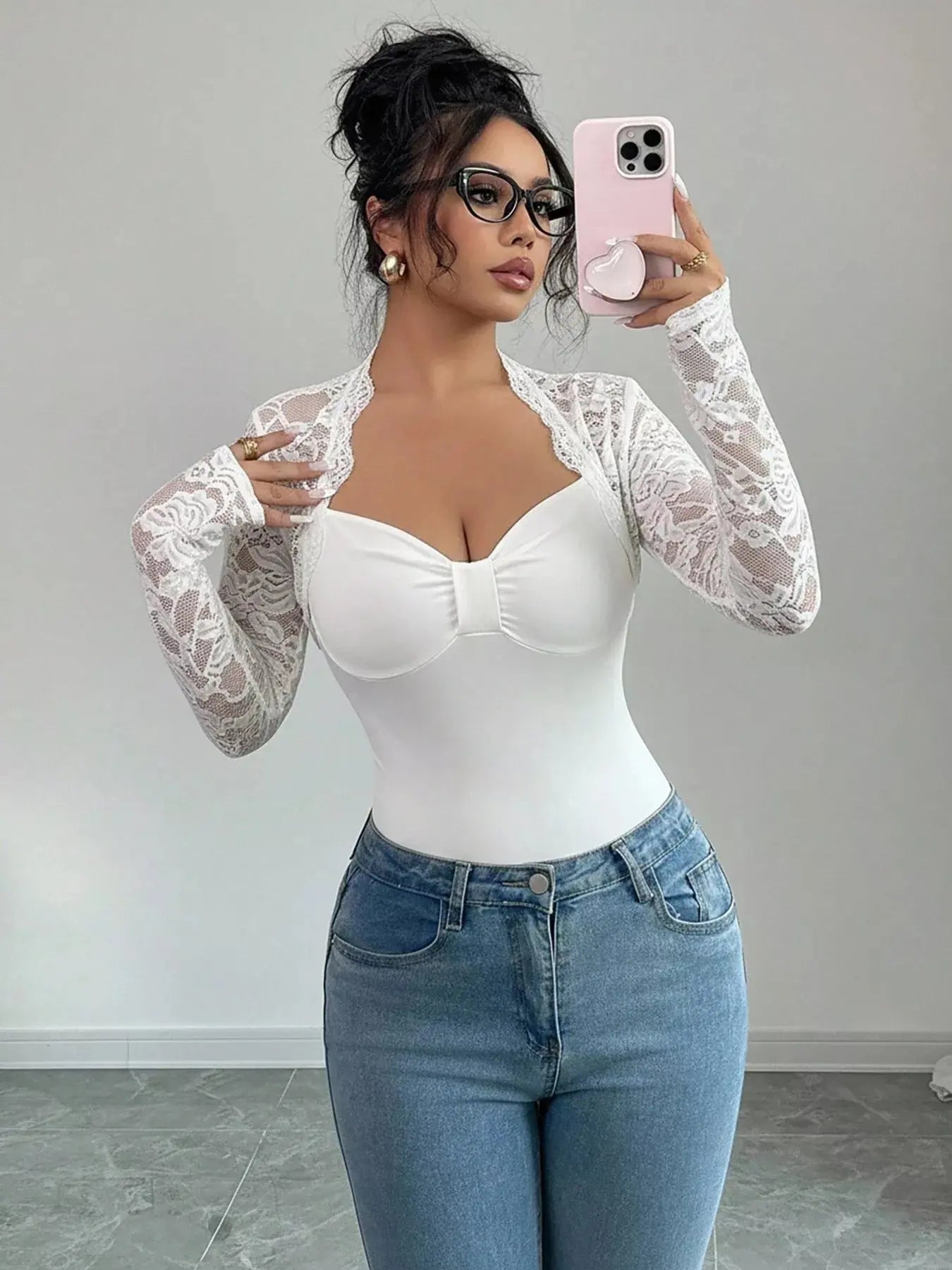 Lace Sleeve Long Sleeve T-Shirt Simply Love