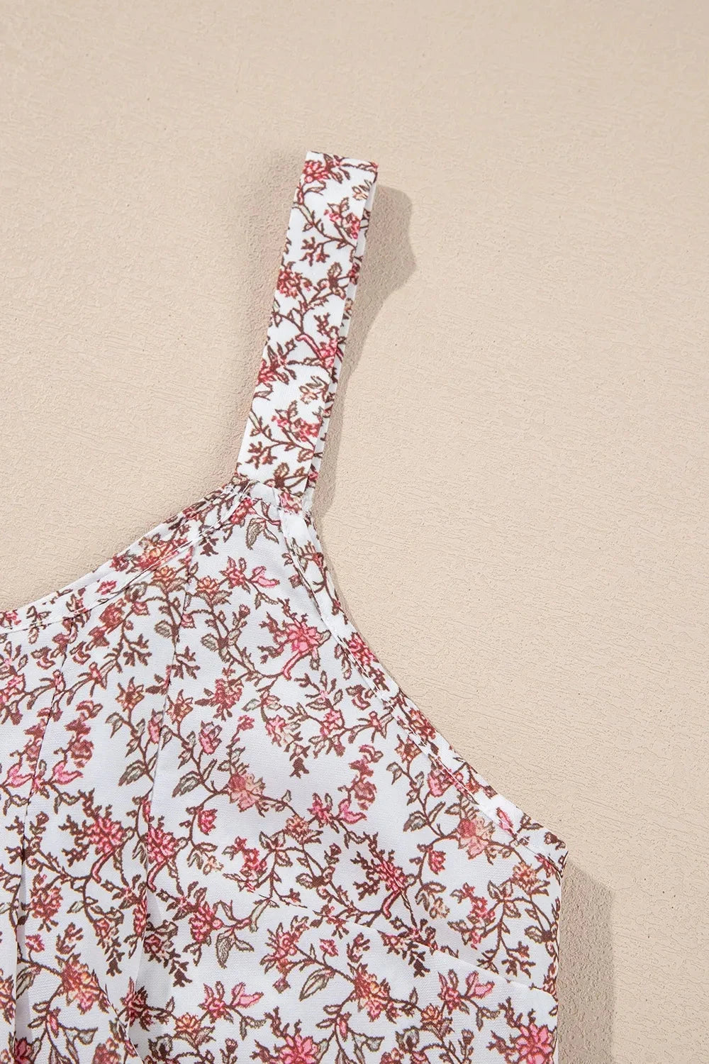 Floral Pleated Detail Scoop Neck Tank Simply Love