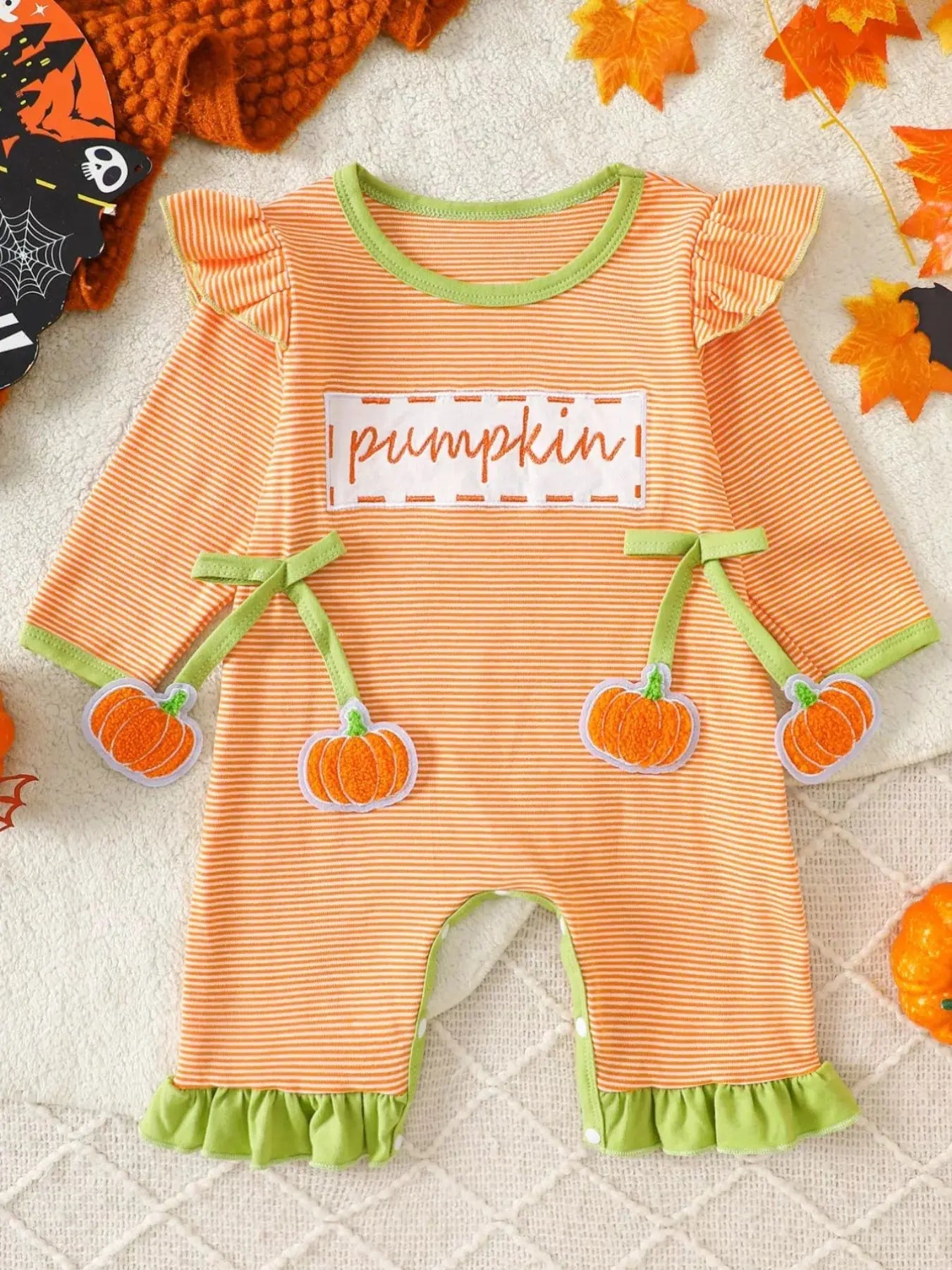 Children's Christmas-Themed Striped Snapped Legs Jumpsuit Simply Love