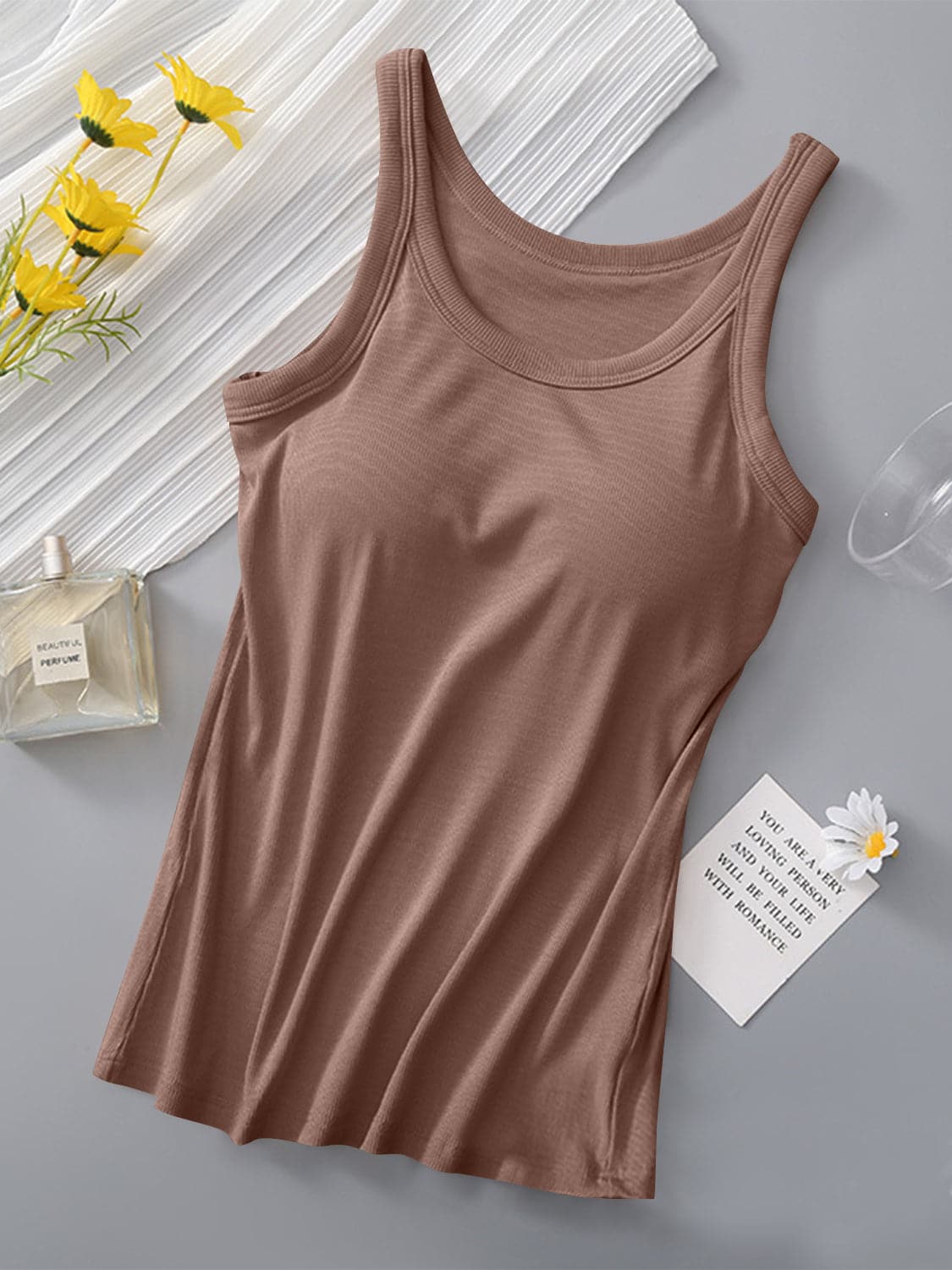 Round Neck Tank with Bra.