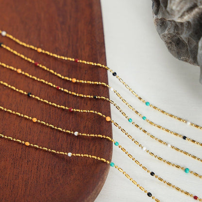 18K Gold-Plated Oil Drip Bead Necklace.